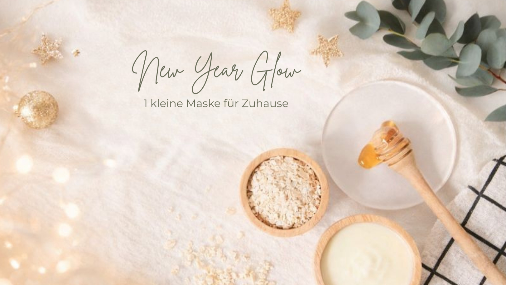 Zutaten für eine beruhigende Gesichtsmaske mit Haferflocken, Honig und Joghurt – einfache DIY-Pflege für trockene Winterhaut